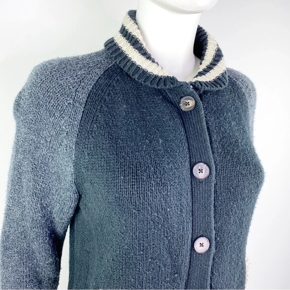 Madewell Size M Navy Blue Knit Button Down Sweater Varsity Jacket Cardigan - Picture 5 of 11